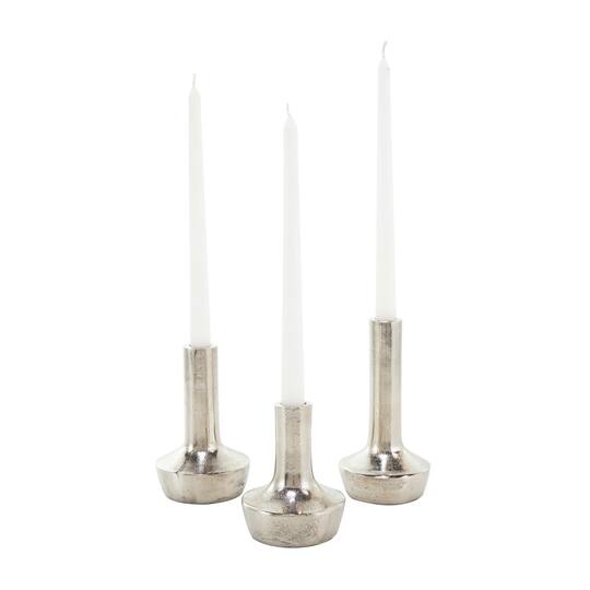 Silver Aluminum Candle Holder with Rounded Base Set